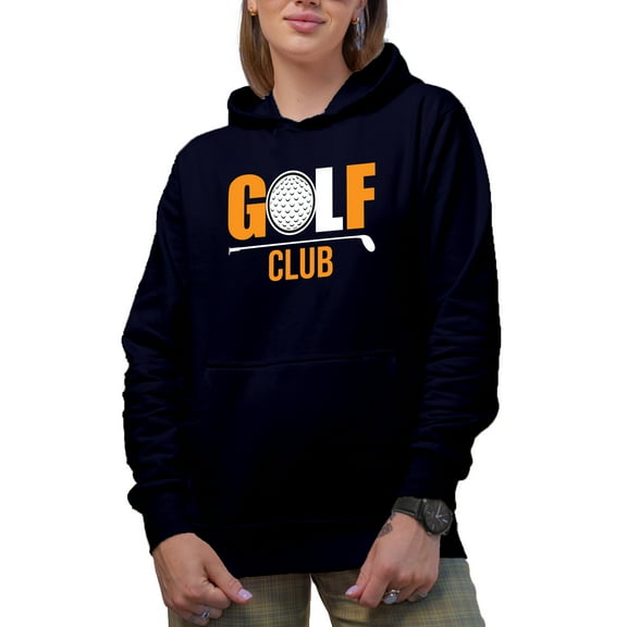 Golf Club, Golf Player, Golfing or Golfer Themed Merch Gift, Navy Blue Hooded Sweatshirt or Hoodie, Medium