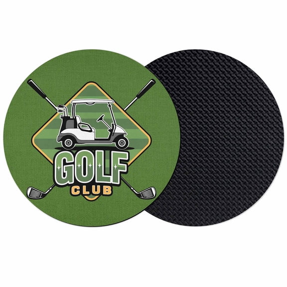 Golf Club Green Coasters Set of 2, Soft Absorbent Coasters for Drinks, Abstract Vintage Golf Sports Non-Slip Cup Coaster Mat with Rubber Bottom for Home Kitchen Desk Coffee Bar Table Decor 4"