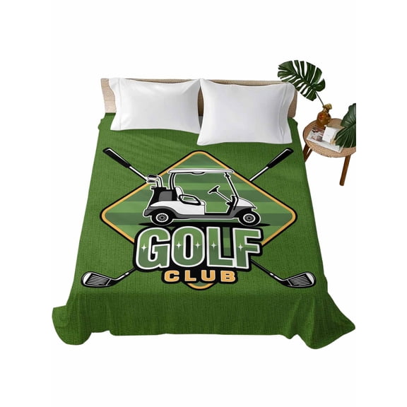 Golf Club Green Flat Sheets Only Full Size, Soft Breathable Bed Top Sheets for Mattress, Abstract Vintage Golf Sports Luxury Bedding Flat Sheets for Home Hotel Bedroom Bed Protection
