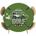 thumbnail image 1 of Golf Club Green Round Tablecloth, Fitted Table Cover with Elastic for 45"-54" Round Tables, Abstract Vintage Golf Sports Table Cloth Outdoor Indoor Dinning Party Waterproof Tablecloths, 1 of 7