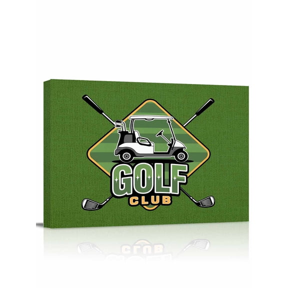 Golf Club Green Wall Art for Living Room, Canvas Picture Wall Decor for Bathroom Bedroom, Abstract Vintage Golf Sports Painting Artwork for Office Kitchen Hallway Dining Room Home Decorations 12"x16"