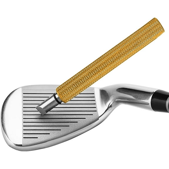 Golf Club Groove Sharpener and Cleaner, Re-Grooving and Cleaning Tool for Wedges and Irons, Optimal Backspin on Golf Ball - Gold