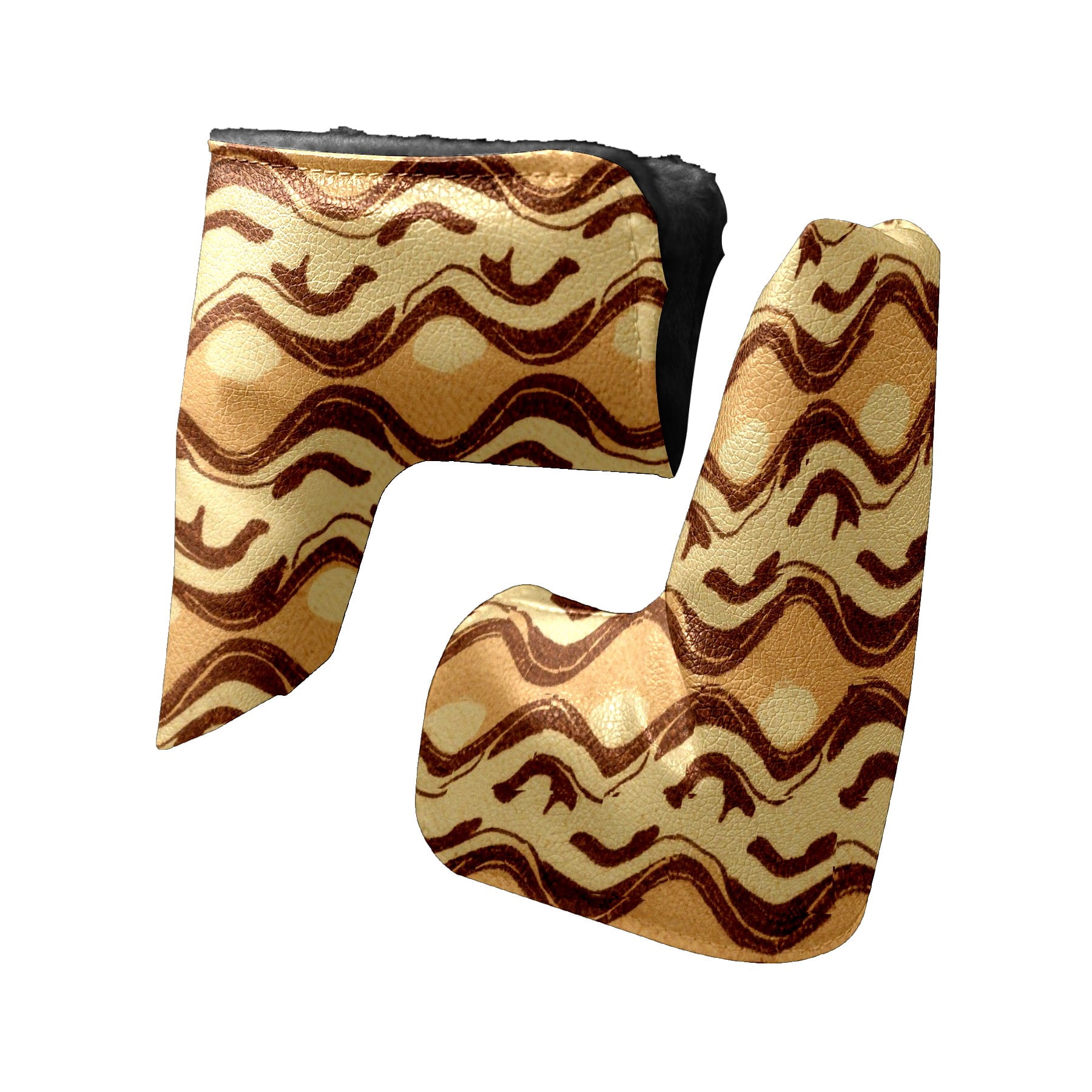 Golf Club Head Cover | Leather Golf Club Putte Headcover , Waterproof Golf Club Head Cover Set Driver Headcovers for Golf Clubs Men Women Beige Wave Motif