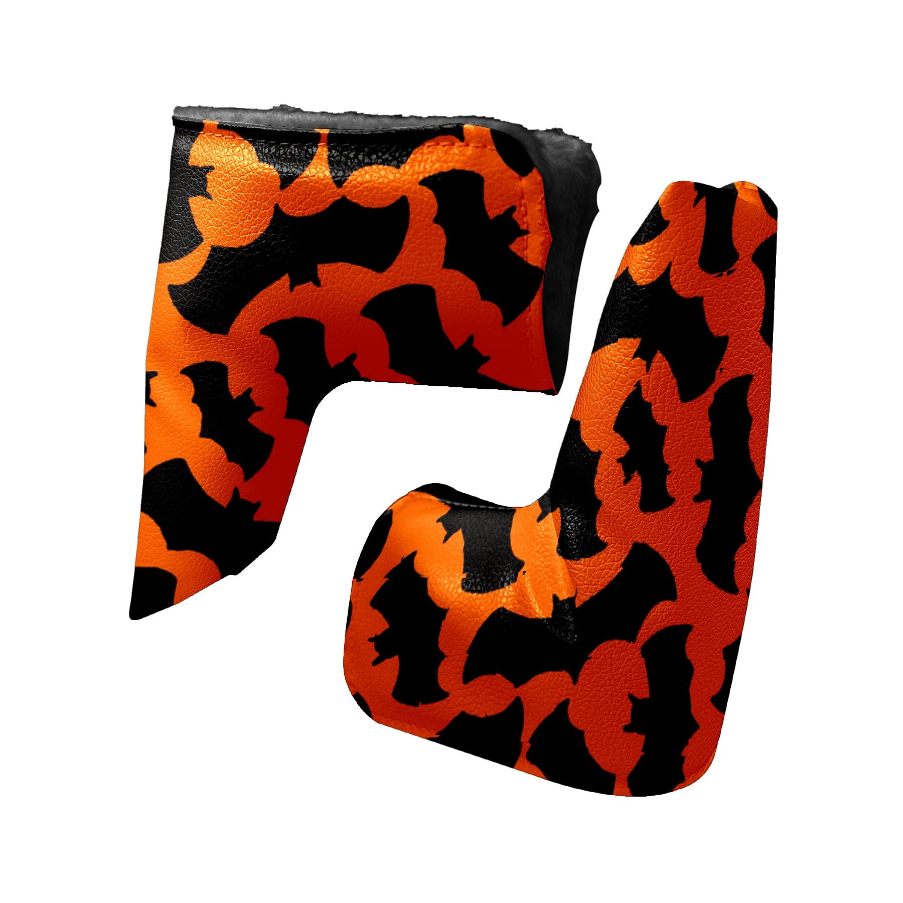 Golf Club Head Cover | Leather Golf Club Putte Headcover , Waterproof Golf Club Head Cover Set Driver Headcovers for Golf Clubs Men Women Black Halloween Bats Pattern Orange