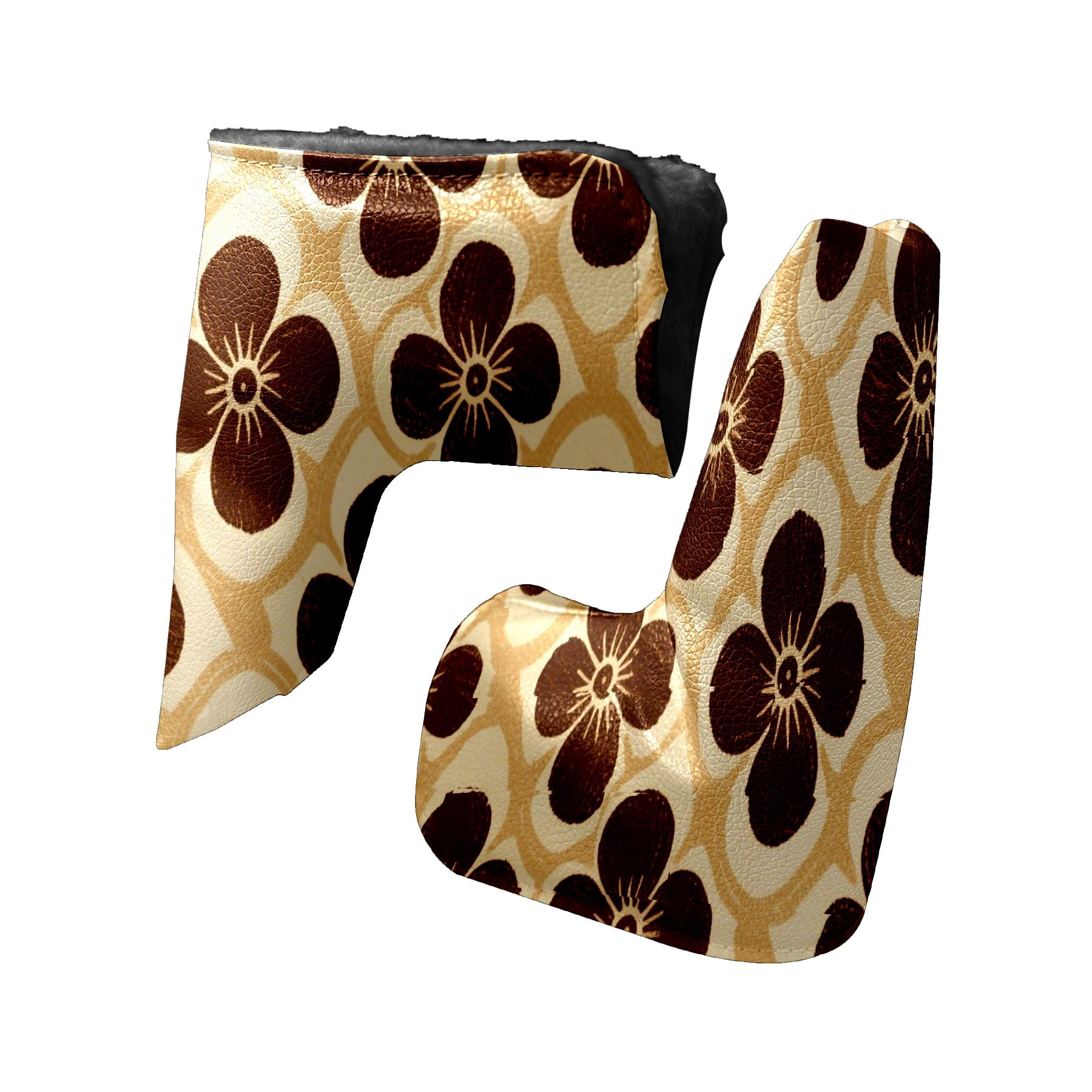 Golf Club Head Cover | Leather Golf Club Putte Headcover , Waterproof Golf Club Head Cover Set Driver Headcovers for Golf Clubs Men Women Brown Floral Design