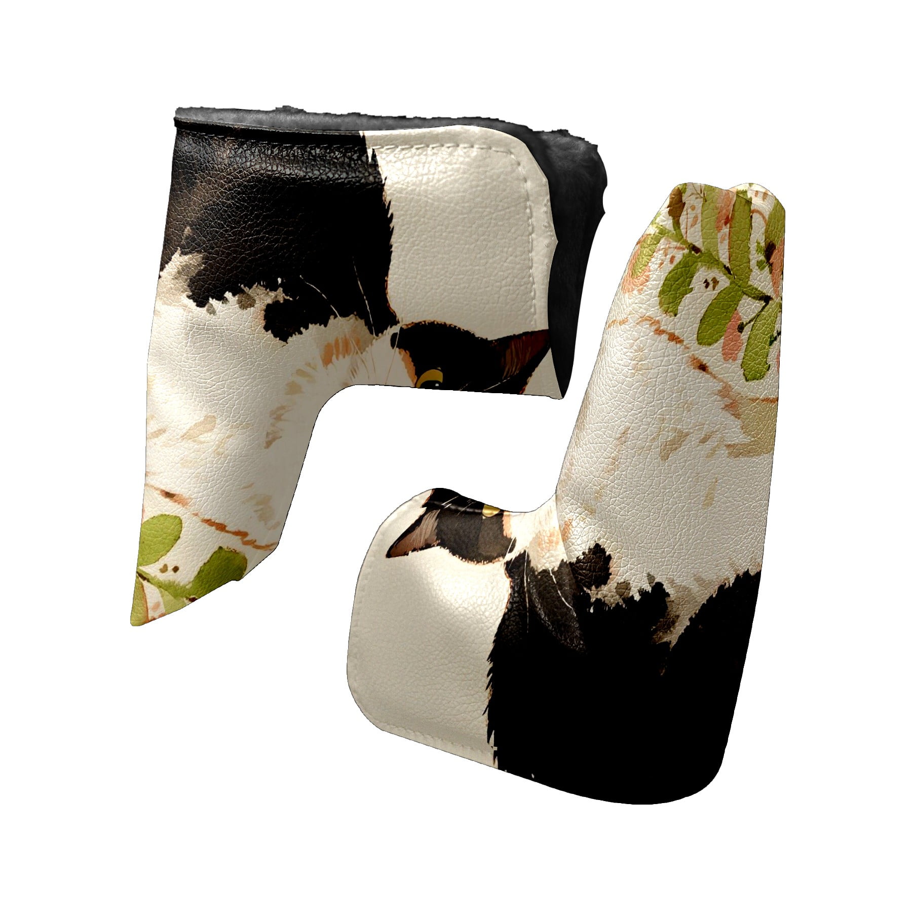 Golf Club Head Cover | Leather Golf Club Putte Headcover , Waterproof Golf Club Head Cover Set Driver Headcovers for Golf Clubs Men Women Cat In Greenery