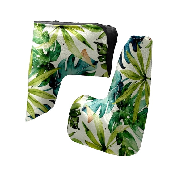 Golf Club Head Cover | Leather Golf Club Putte Headcover , Waterproof Golf Club Head Cover Set Driver Headcovers for Golf Clubs Men Women Green Leaves