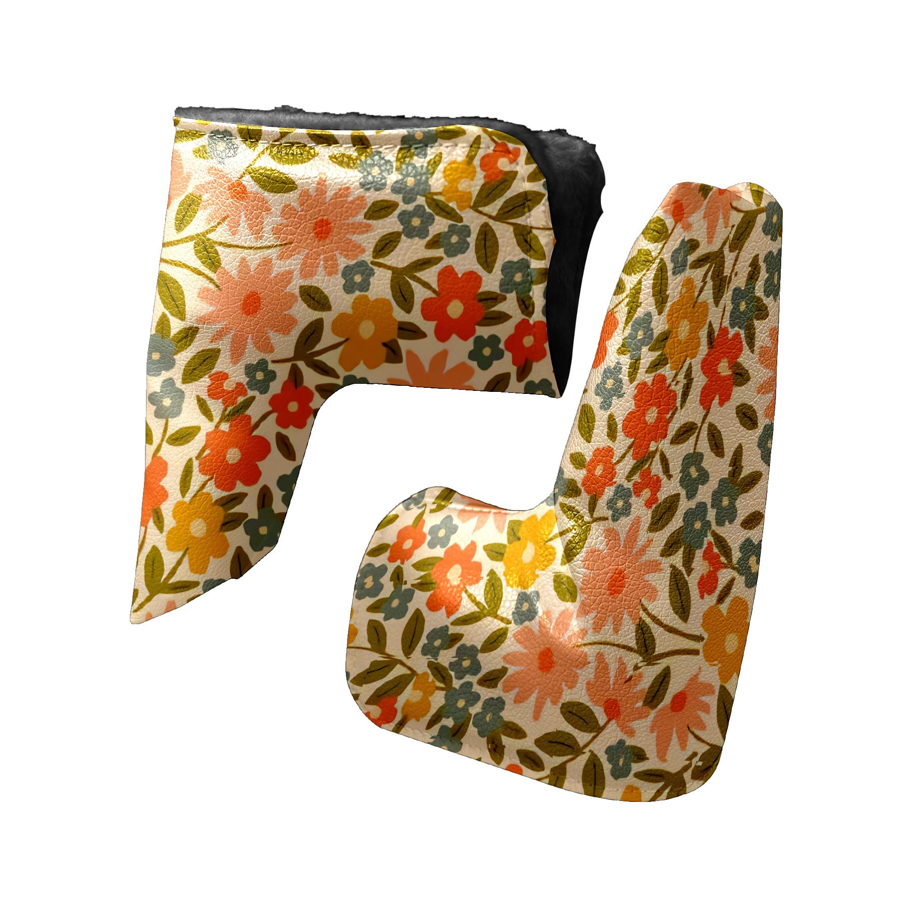 Golf Club Head Cover | Leather Golf Club Putte Headcover , Waterproof Golf Club Head Cover Set Driver Headcovers for Golf Clubs Men Women Pink Orange Flowers Pattern Printing