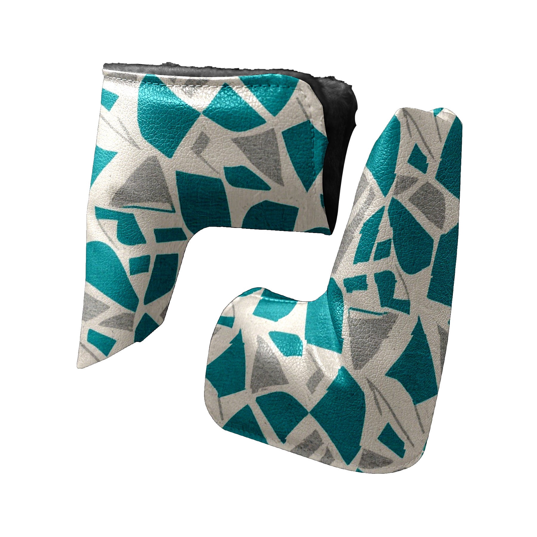 Golf Club Head Cover | Leather Golf Club Putte Headcover , Waterproof Golf Club Head Cover Set Driver Headcovers for Golf Clubs Men Women Teal - Gray Geometric Art