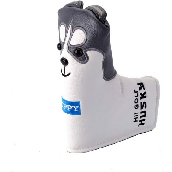 Golf Club Head Cover Lovely Husky Golf Putter Blade Cover Cartoon Animal PU Leather Headcover Dustproof Covers