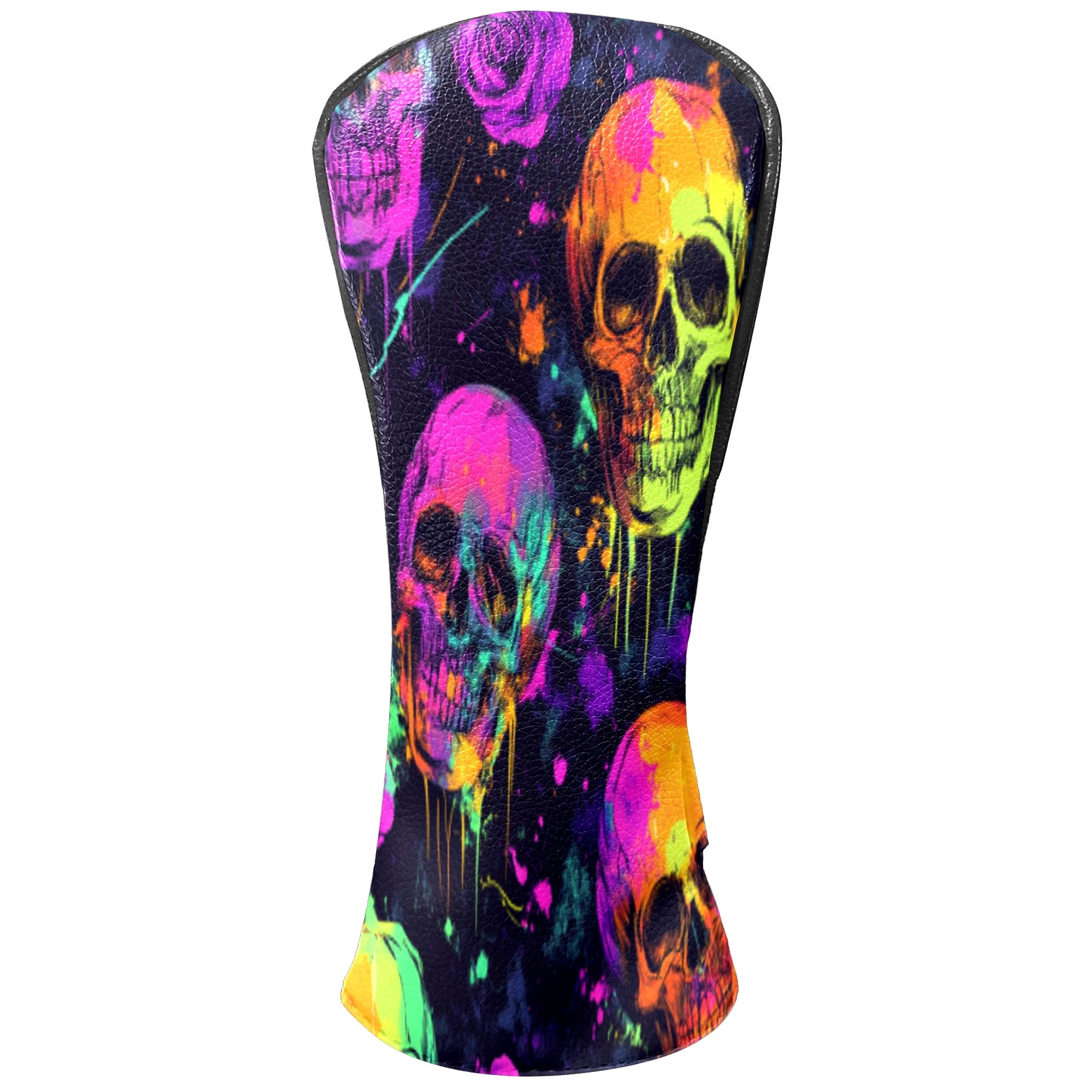 Golf Club Head Cover Waterproof Leather Golf Accessories HeadCovers Set Driver Headcover for Women Men Colorful Skull And Rose Pattern