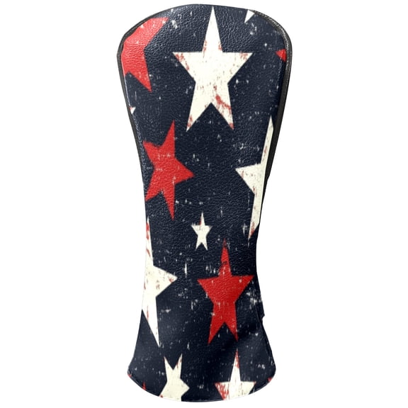 Golf Club Head Cover Waterproof Leather Golf Accessories HeadCovers Set Driver Headcover for Women Men Dark Blue Star Pattern