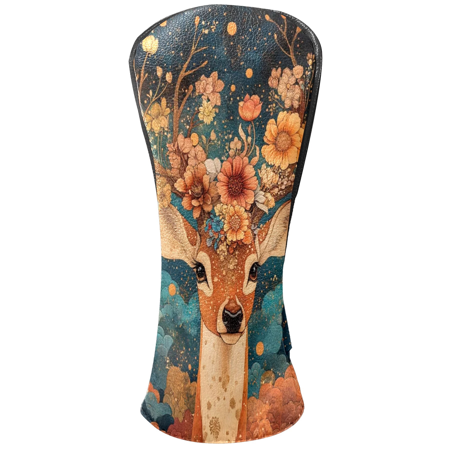 Golf Club Head Cover Waterproof Leather Golf Accessories HeadCovers Set Driver Headcover for Women Men Deer With Flowers