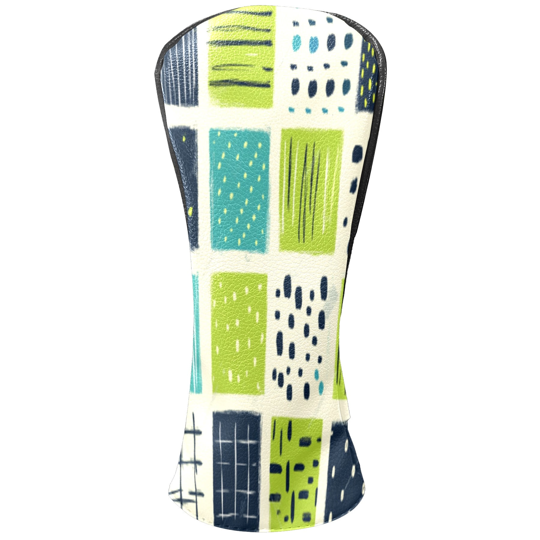 Golf Club Head Cover Waterproof Leather Golf Accessories HeadCovers Set Driver Headcover for Women Men Green And Blue Square Pattern