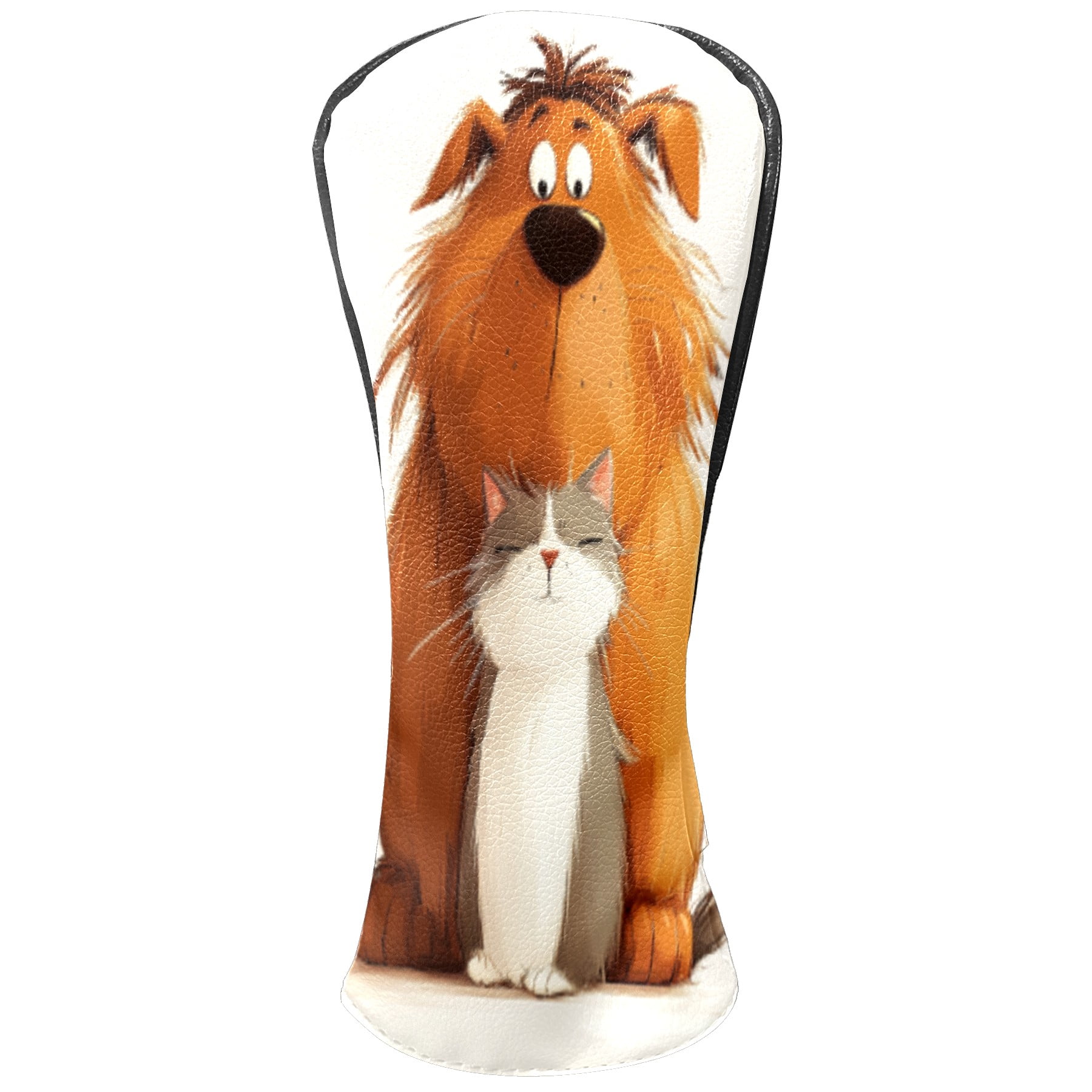 Golf Club Head Cover Waterproof Leather Golf Accessories HeadCovers Set Driver Headcover for Women Men Large Dog And Cat Pattern