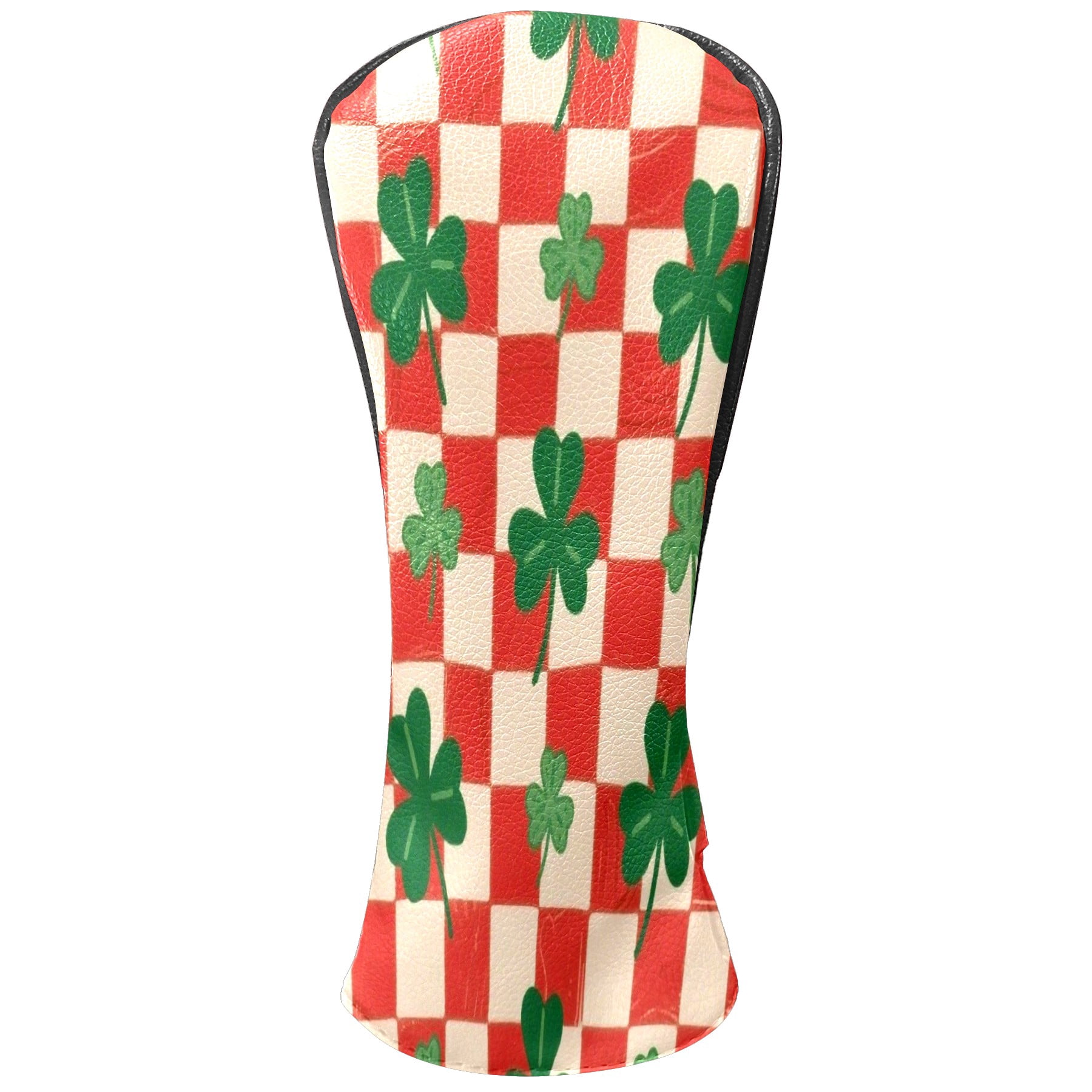 Golf Club Head Cover Waterproof Leather Golf Accessories HeadCovers Set Driver Headcover for Women Men Red Check Clover Pattern