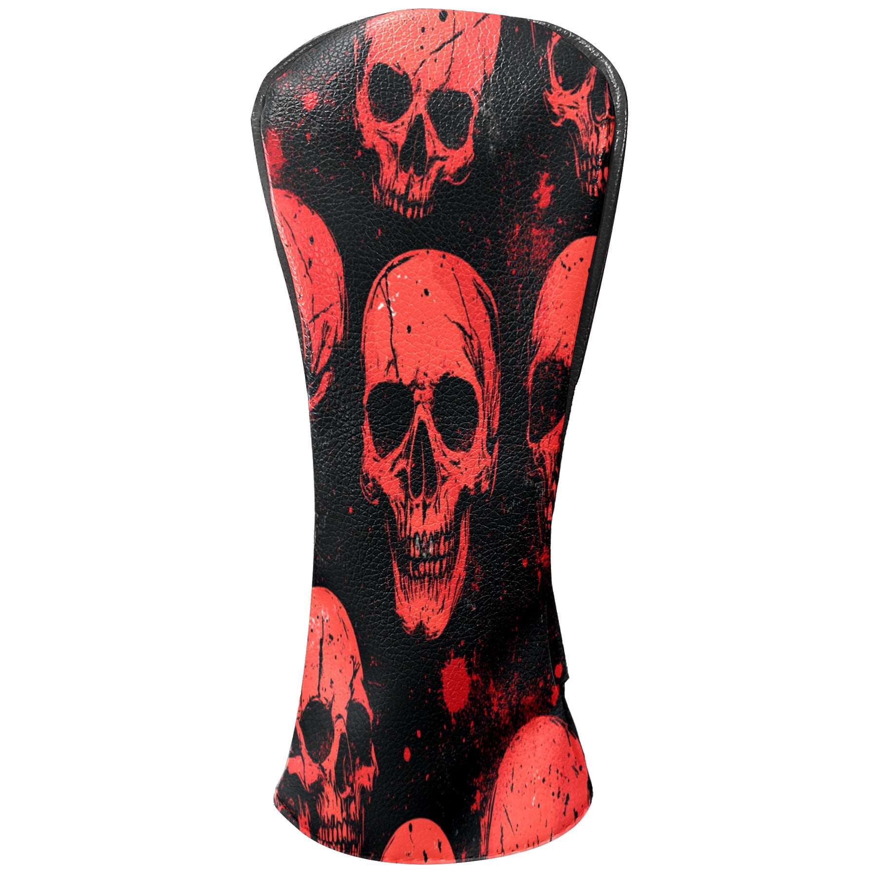 Golf Club Head Cover Waterproof Leather Golf Accessories HeadCovers Set Driver Headcover for Women Men Red Skull Pattern