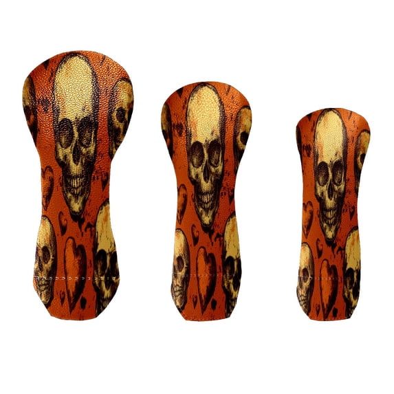 Golf Club Head Cover Waterproof Leather for Driver Golf Accessories Men Women Golf Gift for Golfers 1/3/5 Fairway Wood Cover Orange Skull Pattern