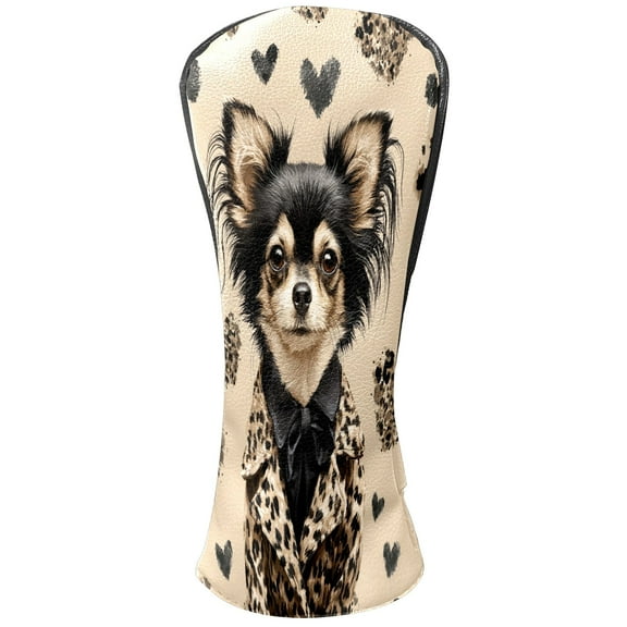 Golf Club Head Covers Beige Shell for Driver and Fairway Woods, Premium PU Leather, Waterproof, Velvet Lining, Unisex Golf Gift