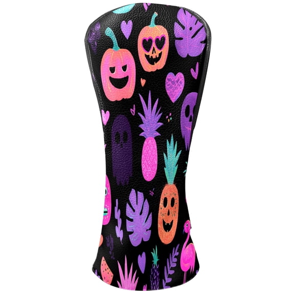 Golf Club Head Cover for Driver, Hybrid, Putter - Premium PU Leather, Waterproof, Scratch-Resistant, Velvet Lining, Unisex Gift (Halloween)