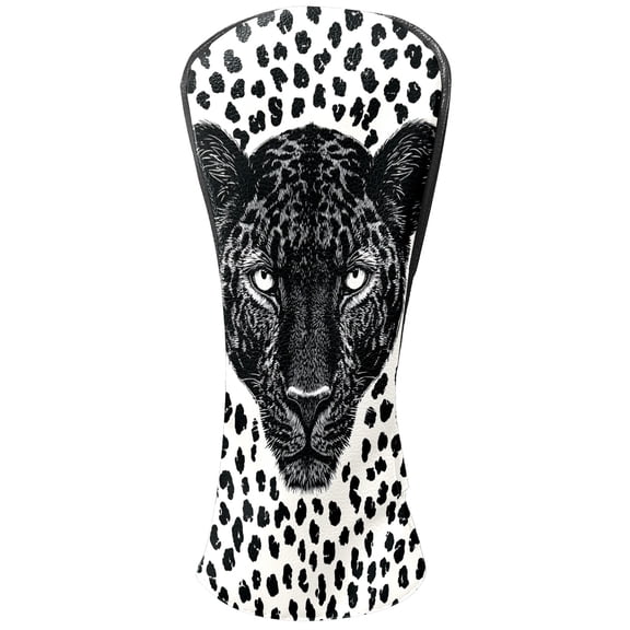 Golf Club Head Covers Leopard for Driver and Fairway Woods, Premium PU Leather, Waterproof, Velvet Lining, Unisex Golf Gift