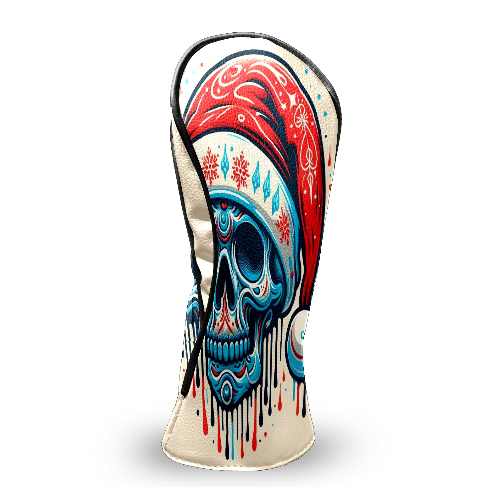Golf Club Head Covers Beige Christmas Skull Waterproof Leather Golf Head Covers for Men Women Driver Head Cover Fairway Headcover for Golf Lovers