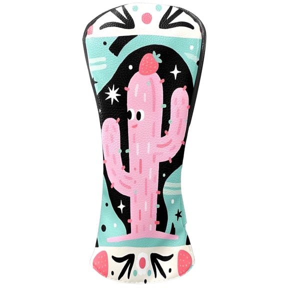 Golf Club Head Cover for Driver, Hybrid, Putter - Premium PU Leather, Waterproof, Scratch-Resistant, Velvet Lining, Unisex Gift (Cactus)