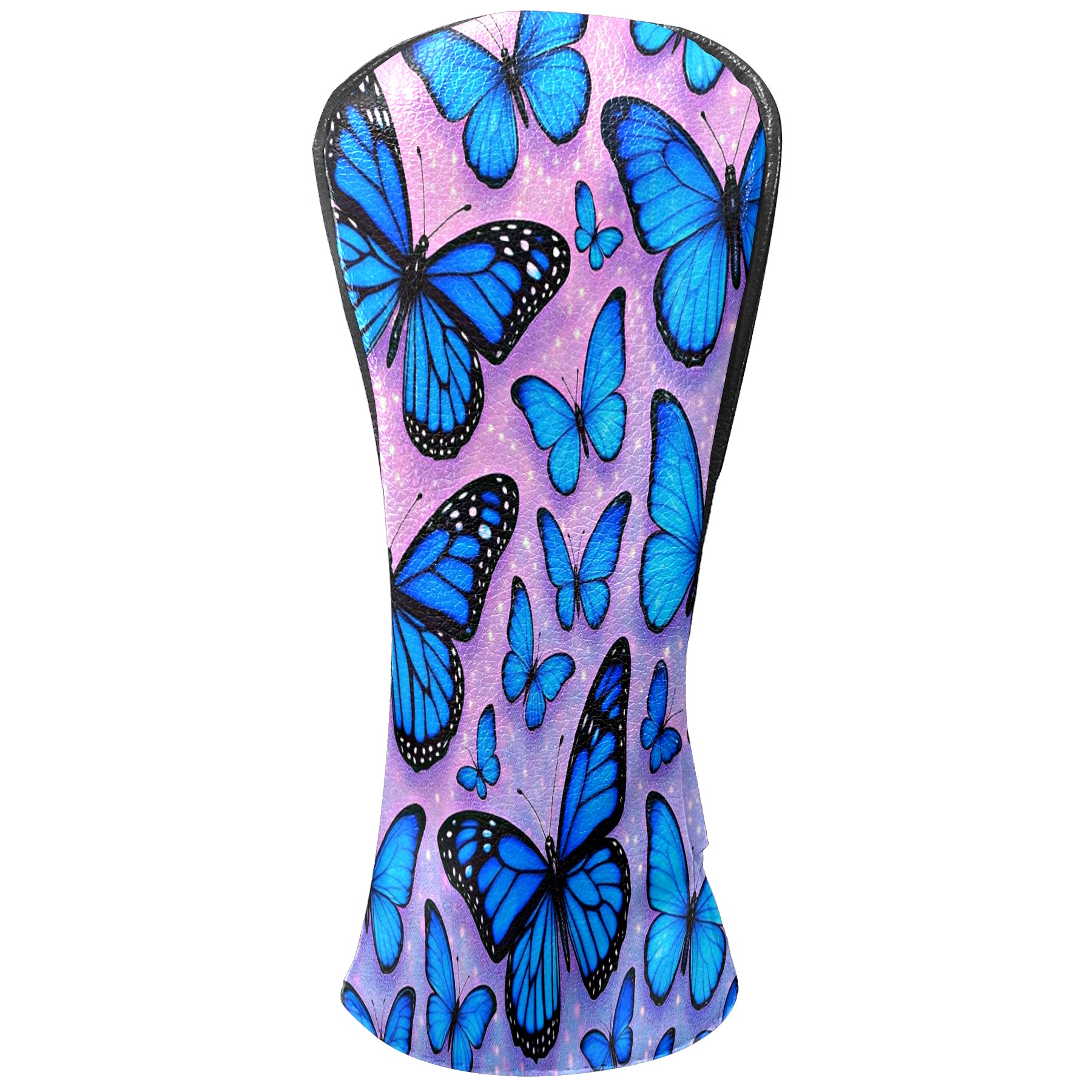 Golf Club Head Covers - Blue Butterflies Design, Premium PU Leather Driver Hybrid Headcovers with Velvet Lining, Waterproof Golf Gifts for Men Women
