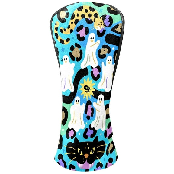 Golf Club Head Covers Ghost for Driver and Fairway Woods, Premium PU Leather, Waterproof, Velvet Lining, Unisex Golf Gift