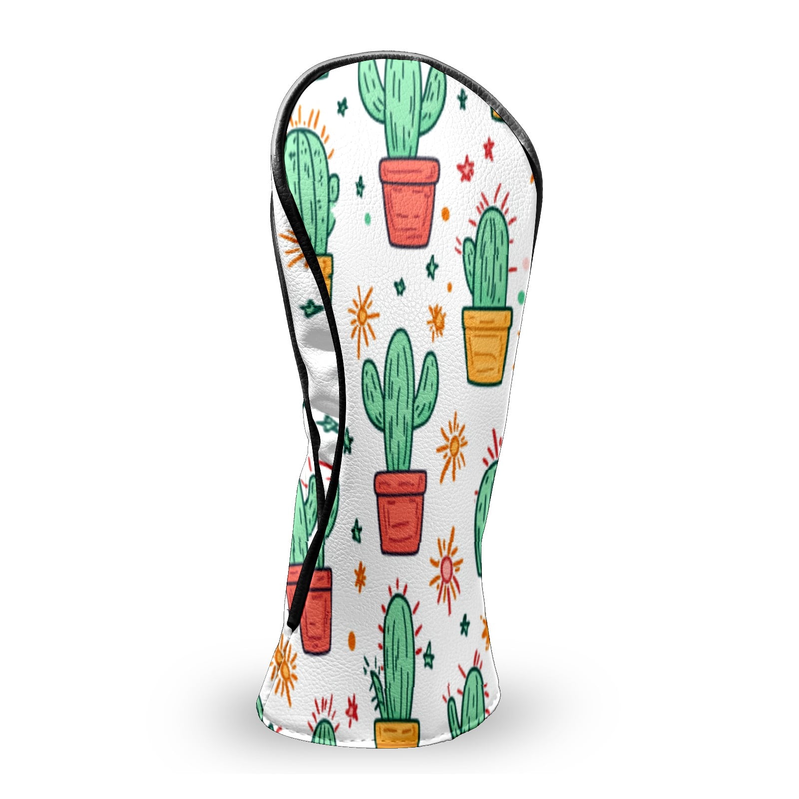 Golf Club Head Covers CactusSucculent_ColorfulPot Waterproof Leather Golf Head Covers for Men Women Driver Head Cover Fairway Headcover for Golf Lovers