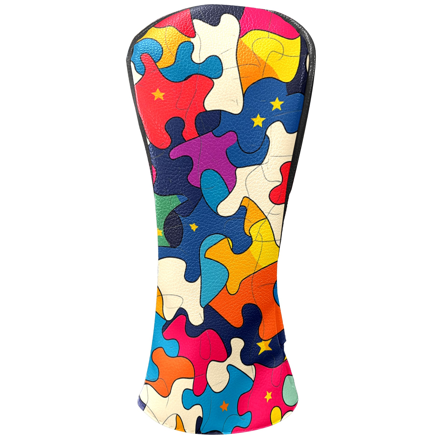 Golf Club Head Covers Color Puzzle PU Leather, Waterproof for Fairway Woods Hybrids