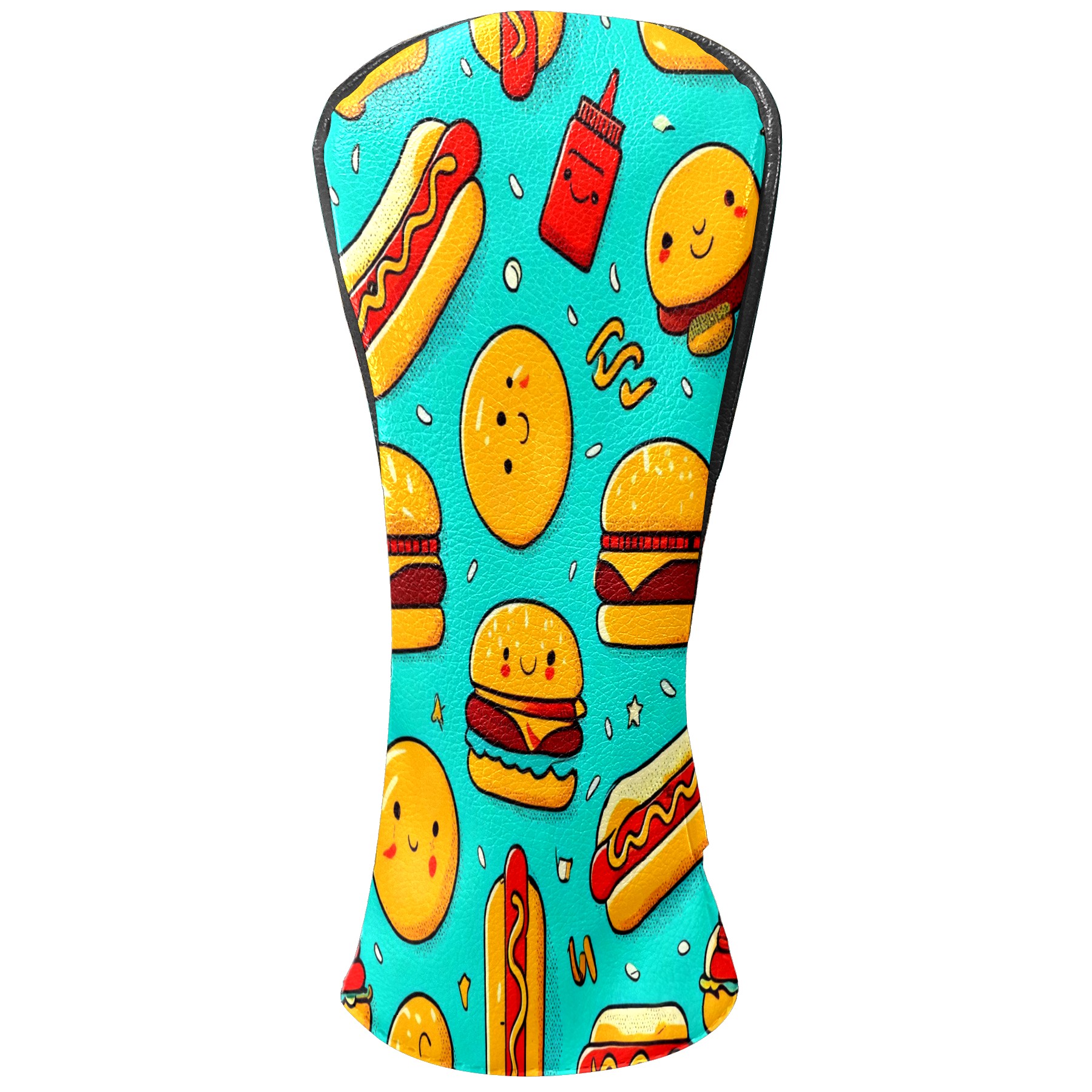 Golf Club Head Covers - Colorful Food Blue Design, Premium PU Leather Driver Hybrid Headcovers with Velvet Lining, Waterproof Golf Gifts for Men Women