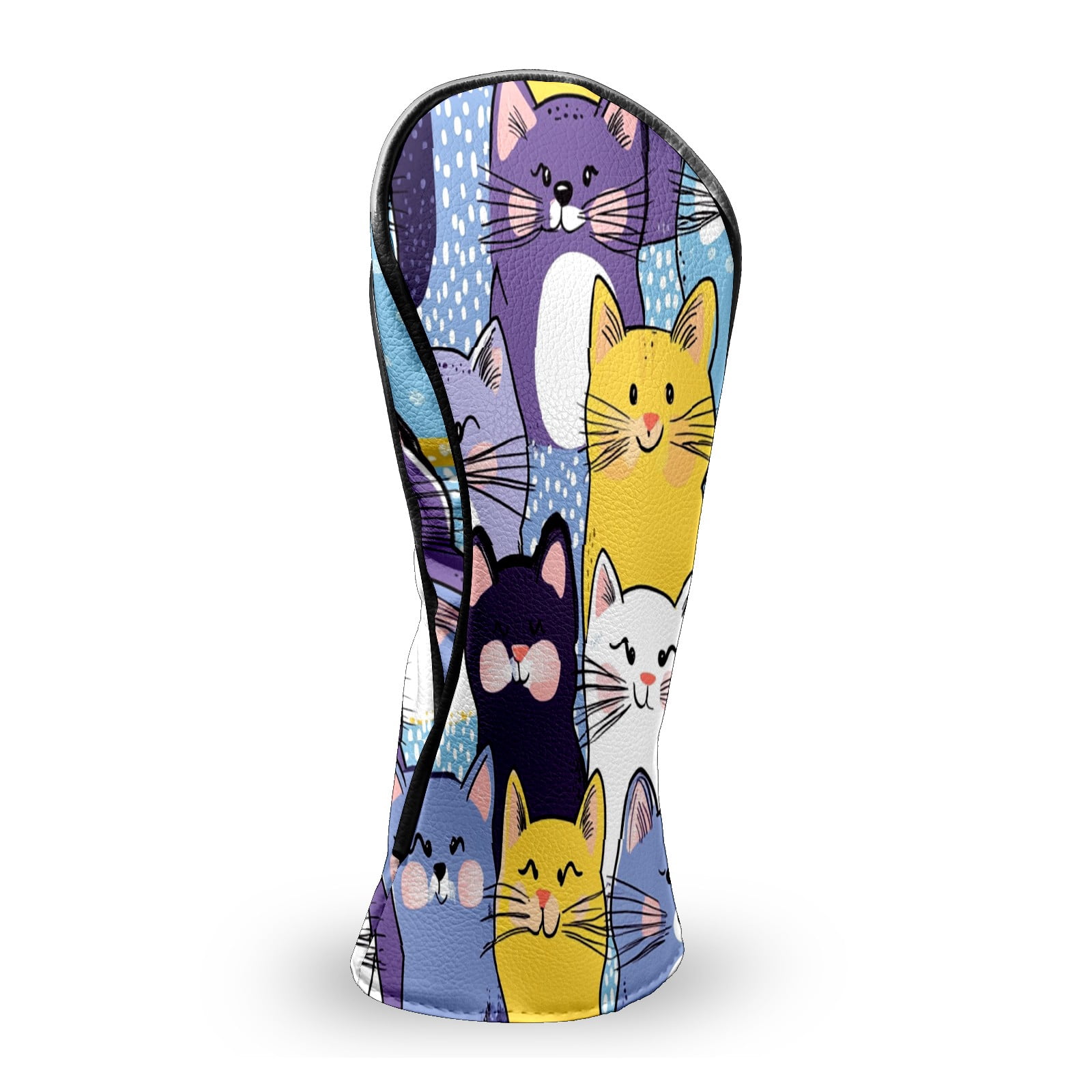 Golf Club Head Covers ColorfulCatBreedsDoodle Waterproof Leather Golf Head Covers for Men Women Driver Head Cover Fairway Headcover for Golf Lovers