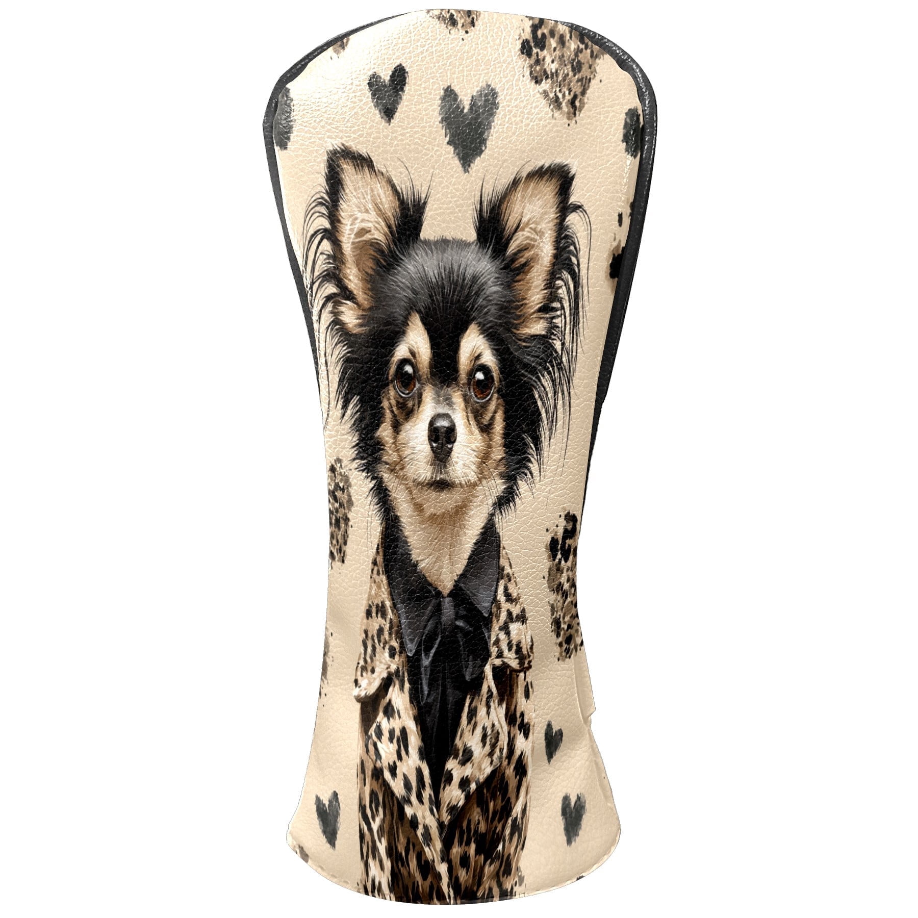 Golf Club Head Cover for Driver, Hybrid, Putter - Premium PU Leather, Waterproof, Scratch-Resistant, Velvet Lining, Unisex Gift (Dog Leopard)
