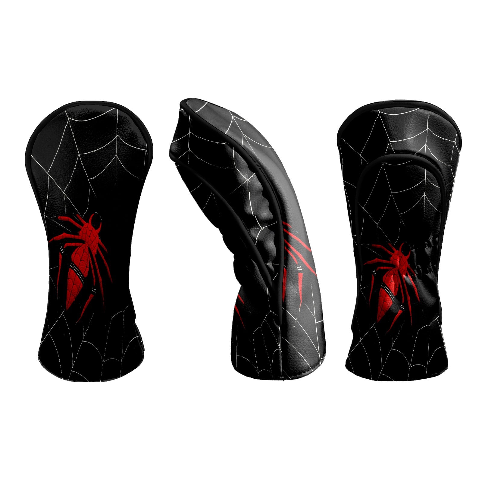 Golf Club Head Covers Dark Web Spider Print Waterproof Leather Golf Head Covers for Men Women Driver Head Cover Fairway Headcover for Golf Lovers