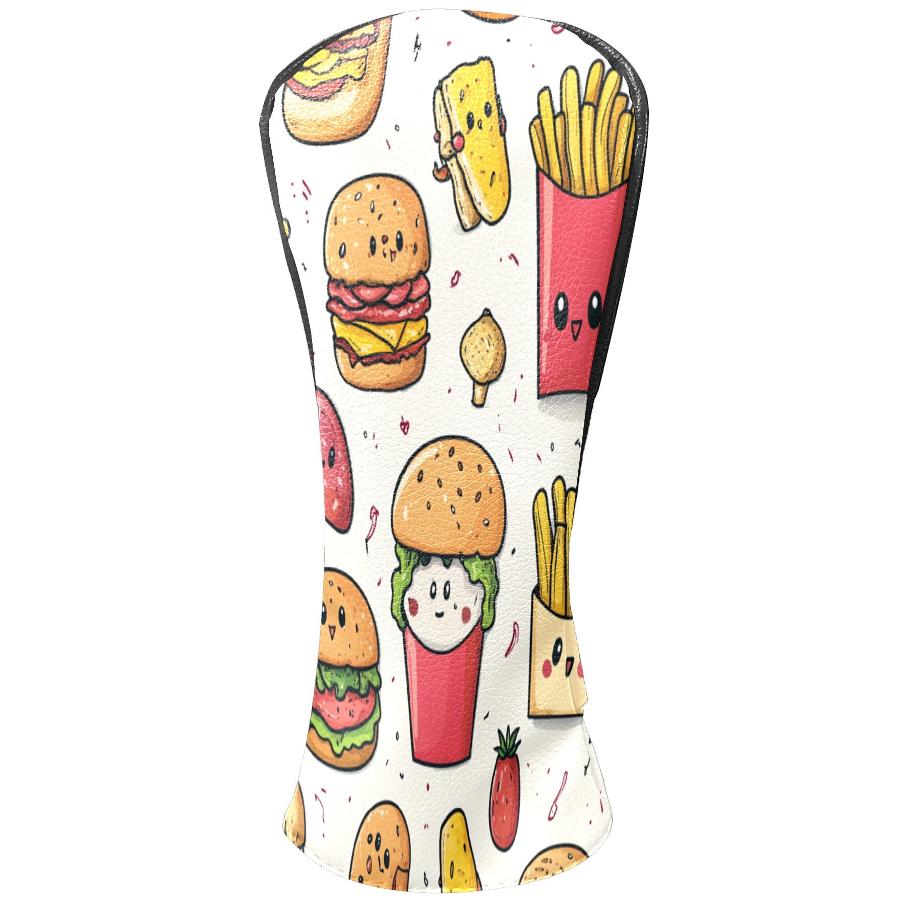 Golf Club Head Covers - Funny Food Beige Design, Premium PU Leather Driver Hybrid Headcovers with Velvet Lining, Waterproof Golf Gifts for Men Women