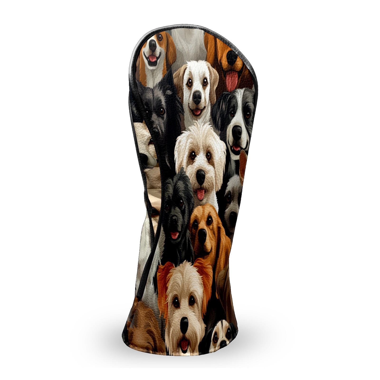 Golf Club Head Covers HappyDogs_ColorfulCrowd Waterproof Leather Golf Head Covers for Men Women Driver Head Cover Fairway Headcover for Golf Lovers