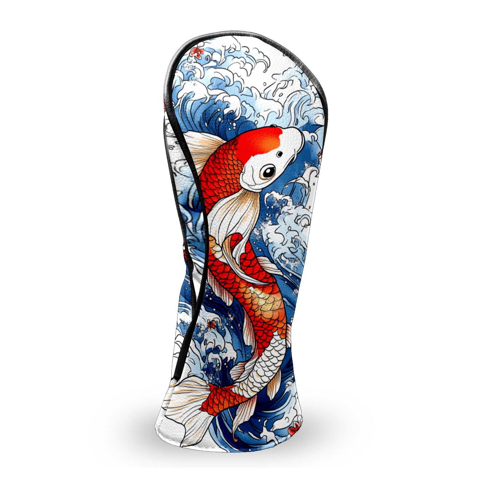Golf Club Head Covers Koi Fish Blue Waves Premium Plush Velvet Lining, Waterproof Golf Headcovers Driver & Fairway Woods for Scratch Protection Novelty Gift for Men & Women