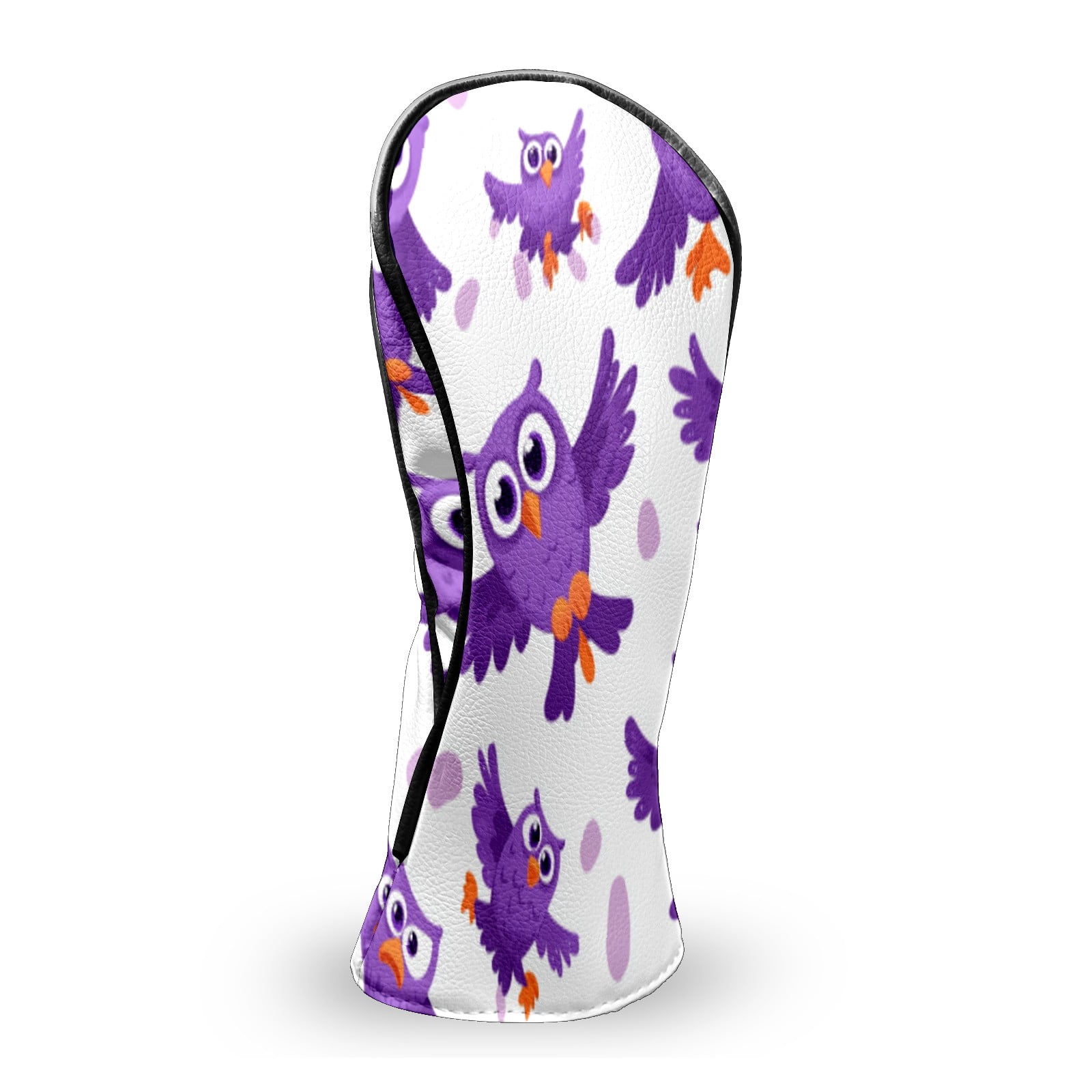 Golf Club Head Covers Purple Owl Waterproof Leather Golf Head Covers for Men Women Driver Head Cover Fairway Headcover for Golf Lovers