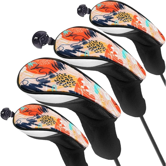 Golf Club Head Covers Woods Driver Fairway Hybrid 3/4/5 Set, Headcovers Men 1 3 5 7 X Interchangeable Number Tag, Fit All Wood Clubs