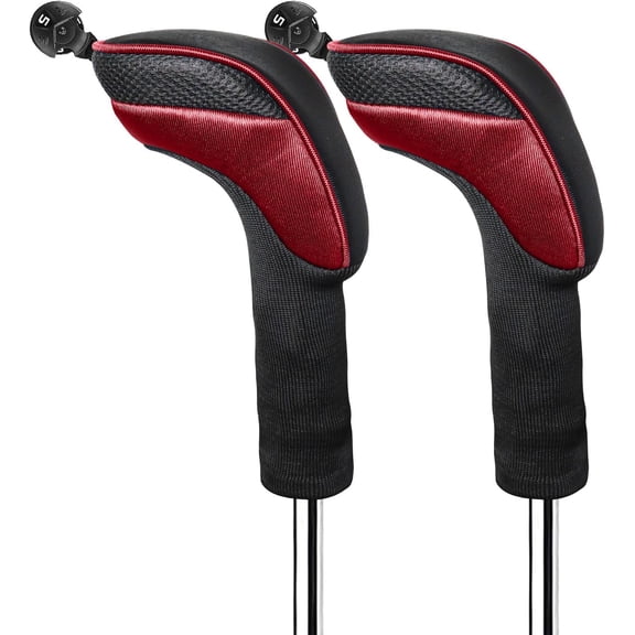 Golf Club Head Covers Woods Hybrids Long Cover, Headcovers with Interchangeable No. Tags Fit All Hybrids Wood Clubs Light Durable