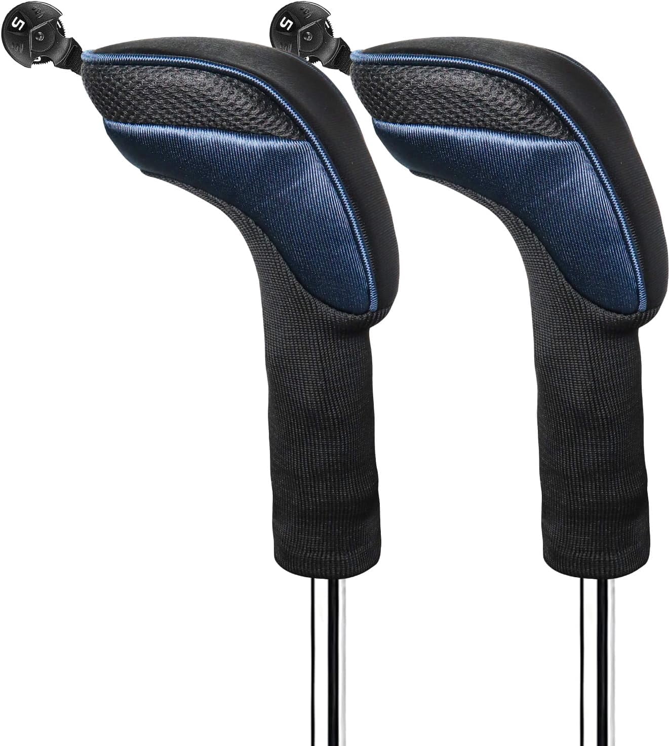 Golf Club Head Covers Woods Hybrids Long Cover, Headcovers with Interchangeable No. Tags Fit All Hybrids Wood Clubs Light Durable