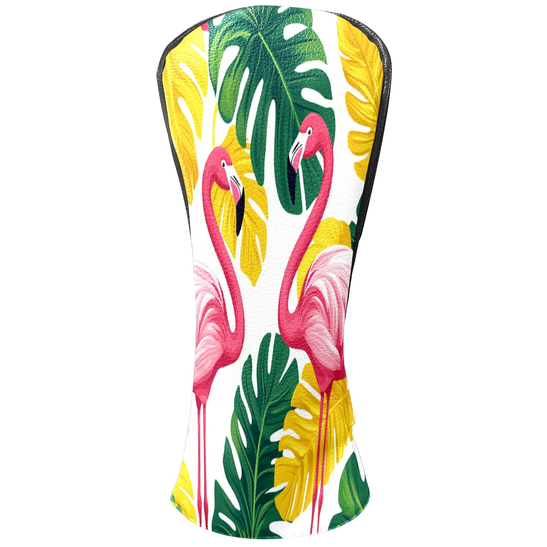 Golf Club Headcovers High Quality Waterproof Leather Golf Head Cover Set Men Women Driver Head Cover Exclusive Gift for Golf Lovers Yellow Flamingo