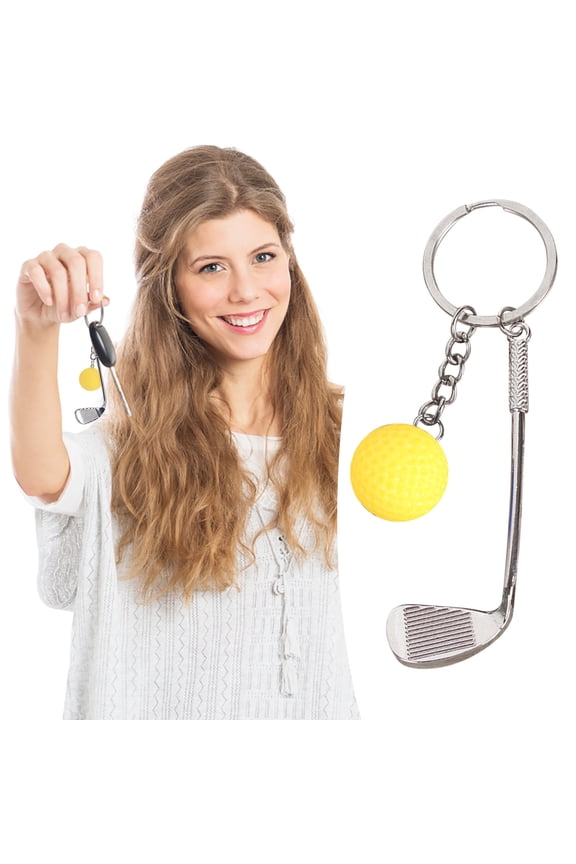 Golf Club Keychain,Golf Gifts Keychain for Men Women Golfers Mini Alloy Golf Keychain Golf Racket Ball Pendant Keychain,Golf Ball with Keychain Bag Pendant Decorations Sports Golf Lovers Gifts,Yellow