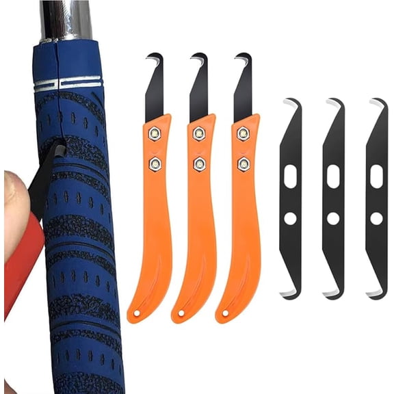Golf Club Knife, 2025 Upgraded Golf Grip Tape Stripper Remove Tool, Double-end Golf Grip Removal Tool Hook Knife with Blades for Regripping Golf Clubs (StyleA-1pc)