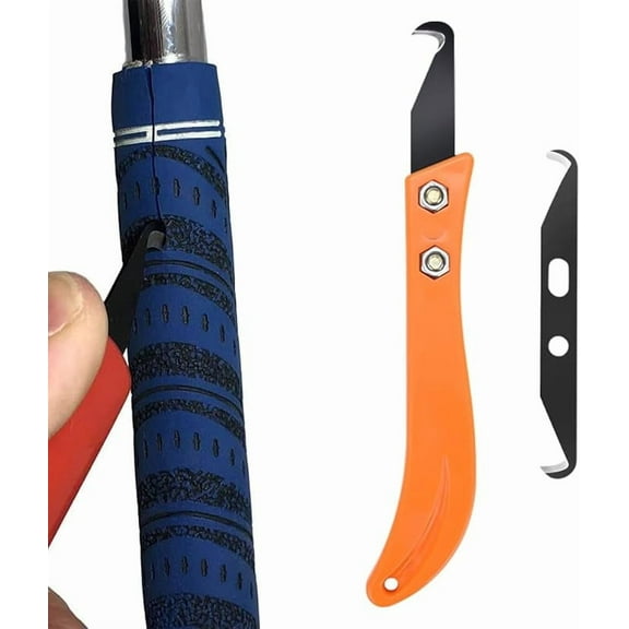 Golf Club Knife, 2025 Upgraded Golf Grip Tape Stripper Remove Tool, Double-end Golf Grip Removal Tool Hook Knife with Blades for Regripping Golf Clubs (StyleA-1pc)