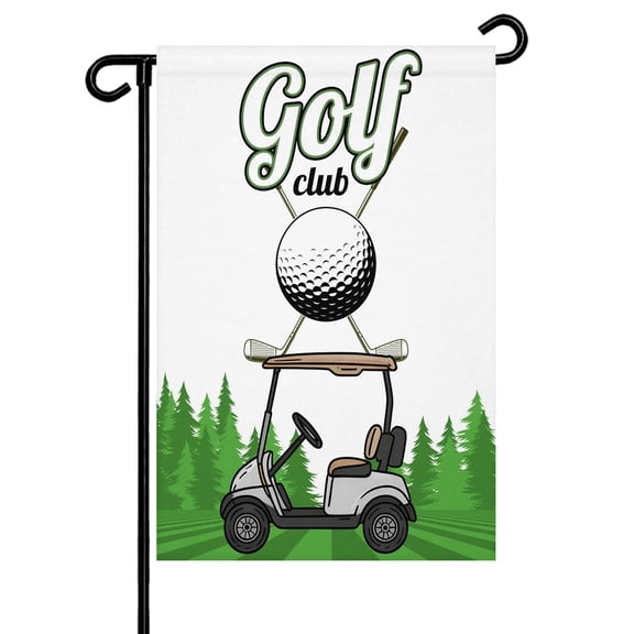 Golf Club Pattern Garden Flag 12x18 Inch Golf Course Grenn Lawn Tree Background Double Sided Small Decorative Garden Flags for Outside, Outdoor Yard Porch Lawn Decoration