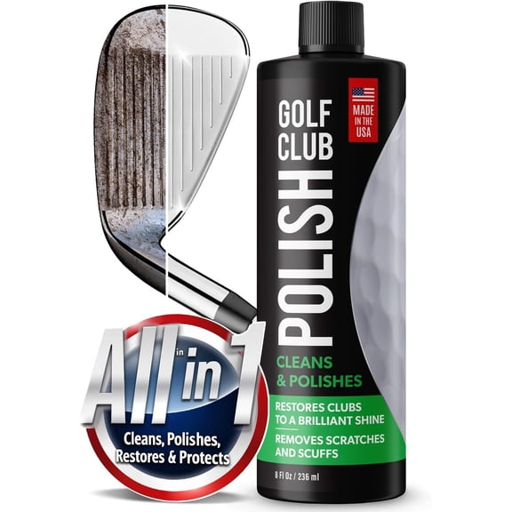 Golf Club Polish & Rust Remover Made in USA Instant Golf Club Cleaner & Scratch Remover Cream 8 oz Golf Club Polish Compound, Groove Cleaner & Golf Club Polishing Kit Shine, Protect & Restore