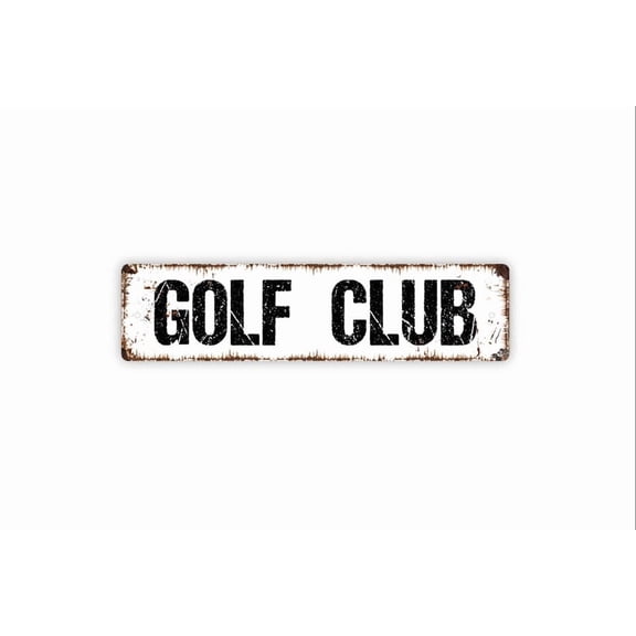 Golf Club Sign - Golfer Golfing 19th Hole Tee Time Clubhouse Rustic Street Metal Aluminum Sign or Door Name Plate Plaque - Size: 16 x 4 Inches