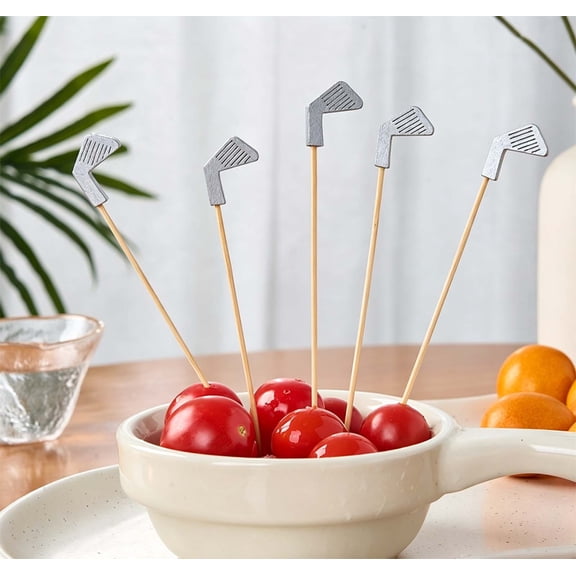 Golf Club Toothpick Appetizer Picks 100 Pack 4.72 In Fruit Skewers Sandwich Picks Party Cupcake Toppers Beverage Garnish Golf Theme Decorations for Birthday Buffet Barbecue Tailgate Serving Snack Set
